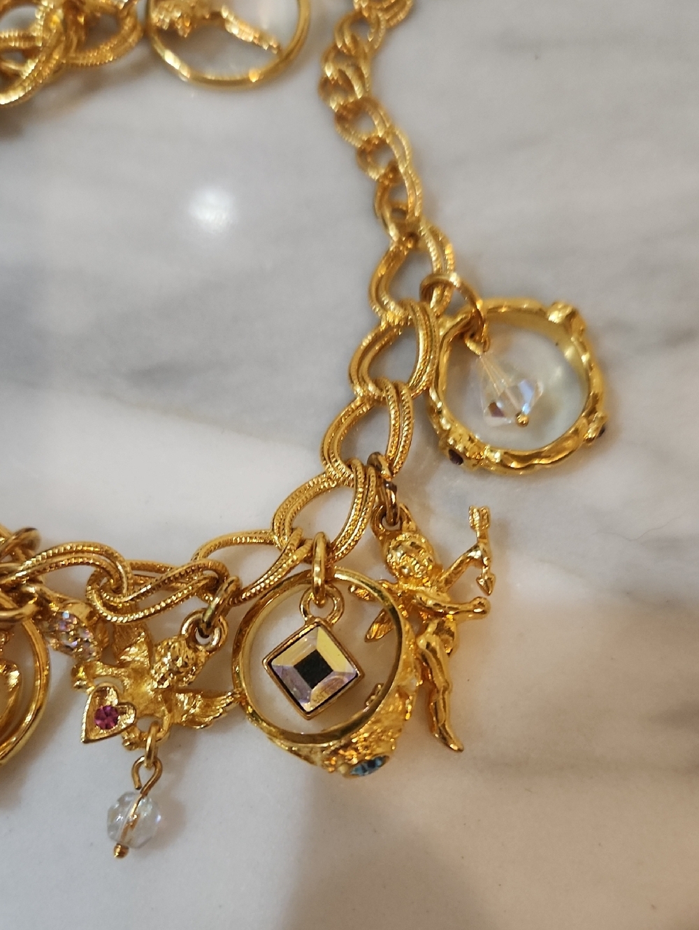 Kirks Folly Gold Charm Angel Bracelet with Clear Crystal Drops - Picture 5 of 13